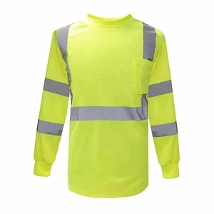 Camiseta de seguridad de alta visibilidad lista para enviar, ropa de trabajo transpirable para hombres, camiseta reflectante de manga larga - Product Image 3