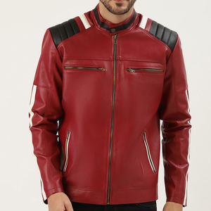 Chaqueta de cuero para hombre de traje de moda de diseño adecuado de fábrica, chaqueta de cuero de motorista para hombre de estilo único a bajo precio - Product Image 2