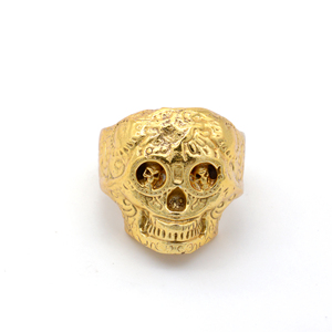 Gothic Skull Face Brass <b>Ring</b> 18k Gold Plated Punk Biker Vintage Wholesale <b>Ring</b> <b>for</b> <b>Men</b> - Product Image 1
