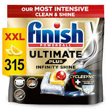 Ultimate Plus Infinity Shine 315 Pestañas para Acabado Lavavajillas Tabletas Lemon Sparkle Tough Grease Effective Eco Cycle para Short - Product Image 2