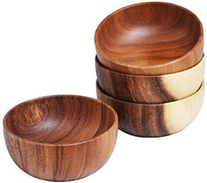 Vente en gros de bols en bois d'acacia naturel ronds, grands et petits, faits à la main, bon marché, pour collations, salades, fruits, aliments, soupes, nouilles, pâte - Product Image 2
