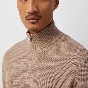 Pull en tricot vintage pour hommes personnalisé polyvalent décontracté demi-fermeture éclair manches longues coupe ample et doux pour la saison d'automne ODM & OEM - Product Image 1
