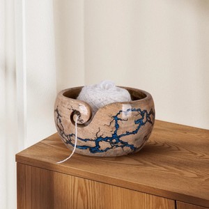 Mango Handmade Wooden Yarn <b>Bowl</b> with Lichtenberg Figure Resin Inlay for <b>Knitting</b> Crochet Yarn Storage Holder Dispenser Smooth - Product Image 3