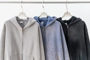 Sweat à capuche zippé personnalisé vintage 100% coton lourd surdimensionné hommes hiver solide impression numérique sweat soleil délavé acide - Product Image 2