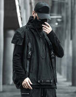 Veste tactique Techwear personnalisée pour homme |   Fabricant de gilets utilitaires noirs OEM Dark Ninja Streetwear