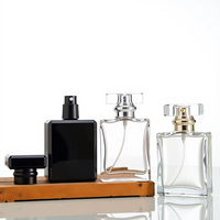 Vente en gros de flacons de parfum carrés personnalisés de 3 ml, 5 ml, 10 ml, 15 ml, 20 ml, 30 ml, 50 ml, 100 ml, flacon de parfum en verre vide avec boîte