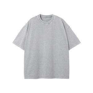 Wholesale Custom Logo Cotton <b>Fleece</b> Cropped Oversized O-Neck T-<b>Shirt</b> for <b>Men</b> Heavy Weight Digital Print Anti-Wrinkle Quick Dry - Product Image 5