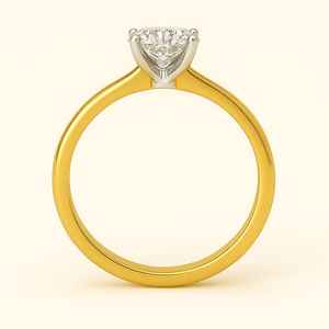 แหวนเพชรโมอิสทรงกลมสีทอง14 K สำหรับผู้หญิงแหวนแต่งงานอัญมณีสีเหลืองล้วน1CT - Product Image 2