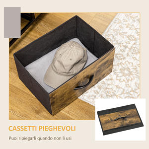 HOMCOM-Cajonera plegable de 6 cajones, tela de estilo industrial, acero y madera, 84x30x92cm, Marrón rústico - Product Image 5