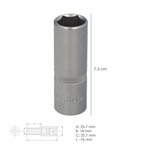 Chiave a Bussola Esagonale Lunga 1/2" 19 mm - Product Image 2