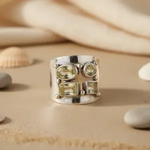 "Women's Trendy Gold-Plated Geometric 925 Silver <b>Statement</b> <b>Ring</b>" - Product Image 1