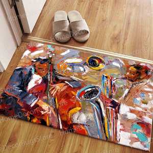 Tapis imprimé avec des musiciens de jazz - Violoncelle, salle de musique, ethnique, cuisine, antidérapant, tapis gobelin - Product Image 1