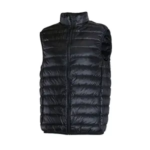 Gilet manteau pour hommes couleur noire manches courtes moins avec fermeture éclair avant rembourré Puffer Vest hommes décontracté dernier style