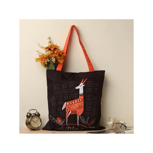 Recyclable durable fait à la main spacieux séchage rapide léger en gros élégant 100% coton chat indien brodé sac à provisions - Product Image 6