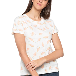 เสื้อยืดผู้หญิงแขนสั้นผ้าฝ้ายสีพื้นระบายอากาศได้เร็ว - Product Image 1