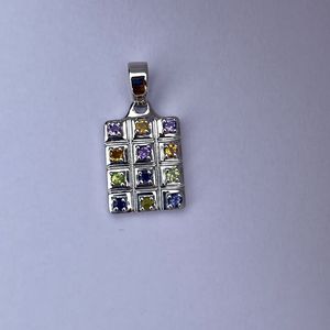 Ciondolo in Argento Sterling 925 con Gemme Naturali Multiple per Donne, Charm Religioso di <span class=keywords><strong>Shah</strong></span> Gems con Incastonatura a Castone - Product Image 1