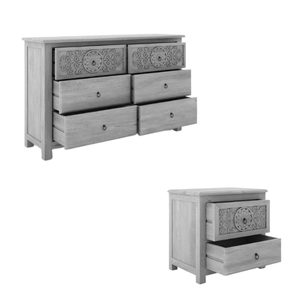 Offre spéciale Meubles de chambre à coucher de qualité supérieure Ensemble de chambre à coucher en bois d'acajou massif Oxford 4 pièces sculptées à la main de fabrication indonésienne - Product Image 3