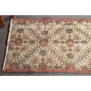 พรมตุรกีขนาดเล็ก 2x5.4 ฟุต พรมวินเทจ พรมสีน้ำตาลลายเรขาคณิตพร้อมลวดลายดอกไม้ - Product Image 4