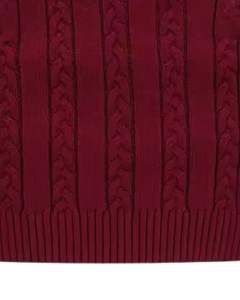 Maroon Knitted Sleeveless <b>Sweater</b> Vest With V Neck Trim <b>Cable</b> <b>Knit</b> Pattern Soft Warm Winter Wear For Students - Product Image 6