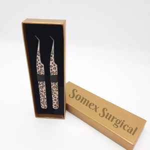 Pinces à cils professionnelles de haute qualité en acier inoxydable, poignée diamantée avec pointes en fibre pointues pour les extensions de cils - Product Image 2