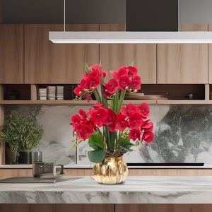 THAOF-047 3D ดอกกล้วยไม้ปลอม9หัวสูง38นิ้วทำจากผ้าไหมสำหรับเทศกาลอีสเตอร์คริสต์มาส - Product Image 3