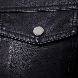 Automne et hiver nouveau Slim-Fit revers outillage Plus polaire épaissie courte veste en cuir mode jeunesse moto veste - Product Image 4