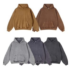 Sudaderas con capucha en blanco para hombre con lavado ácido 420GSM de alta calidad 100% algodón desgastado Retro suéter de gran tamaño sudaderas con capucha de moda - Product Image 2