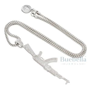 Iced AK47 Hip Hop colgante collar Moissanite Bling hombres Streetwear joyería 18K chapado en oro personalizado de moda Iced Out cadena - Product Image 6