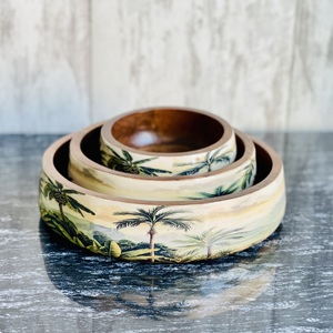 2025 Home Craft Export Mango Wood Tree Design Servir Tazón multiusos con espátula hecho a mano para hoteles Restaurantes Hotel Home - Product Image 1