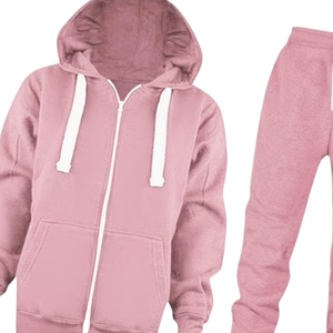 Conjunto deportivo informal de algodón y felpa para mujer, con sudadera con capucha y cremallera y pantalones jogger, para entrenamiento en el gimnasio, uso diario y para el invierno. - Product Image 6