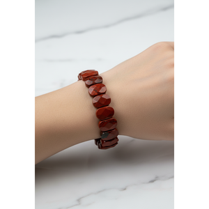 Bracelet en pierre naturelle de jaspe à coupe large - Product Image 6