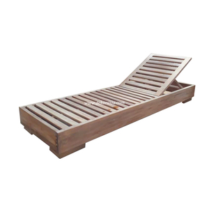 High Quality Wooden Outdoor <b>Sun</b> Lounger with Adjustable <b>Recliner</b> Backrest for Villa Pool Garden Furniture - Product Image 1