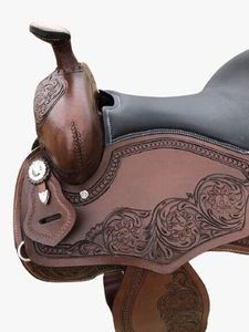 Silla de Montar Occidental de Cuero Marrón de Primera Calidad con Asiento Suave para Montar a Caballo - Product Image 3