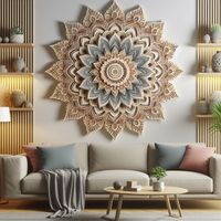 Arte Mural Moderno de Mandala en MDF para Decoración Contemporánea del Hogar que Combina el Diseño Tradicional Indio de Mandala con un Elegante Acabado en Madera