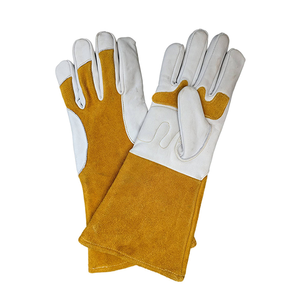 ถุงมือเชื่อมหนังวัวแยกนิ้วแบบยืดหยุ่นถุงมือเชื่อมแบบฝ่ามือเสริมด้วยนิ้วหัวแม่เท้าผ้าฝ้าย - Product Image 2