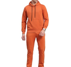Premium Quality Men Hooded Solid Winter Tracksuits Streetwear 100% Cotton Customized Logo Running Outdoor Jogging Set - Product Image 1