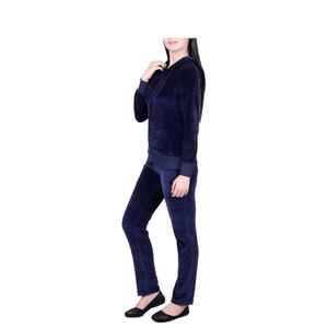 Survêtement noir velours Design velours survêtement deux pièces veste pantalon ensemble femmes velours survêtement haute qualité strass femme - Product Image 2