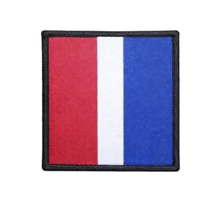 Custom Embroidered DZ Flash Style Uniform <b>Patch</b> Red White Blue with Black Border - Product Image 1