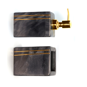 Ensemble de salle de bain de luxe en marbre noir et gris 2 pièces distributeur de savon et gobelet pour la décoration élégante de la salle de bain de la maison et de l'hôtel au prix de gros - Product Image 4