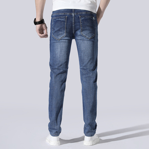Pantalones vaqueros ajustados cónicos para hombre, pantalones vaqueros de algodón azules personalizados de fábrica OEM, ropa informal, Vaqueros cómodos - Product Image 5