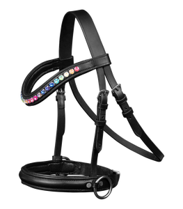 FASHIONABLE Smart Crank Noseband Halter Combo con riendas portátil de lujo de cuero Premium Snaffle Bridle Classic Look para deportes - Product Image 3