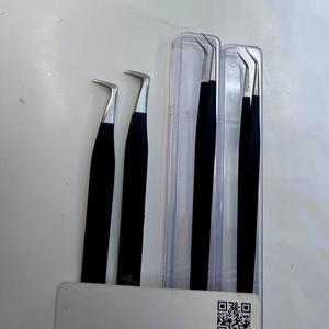 Pince à épiler GETUP BROSONS IMPEX longue, droite, à 45 degrés, avec revêtement noir en poudre, pour extensions de cils, outils de beauté - Product Image 1