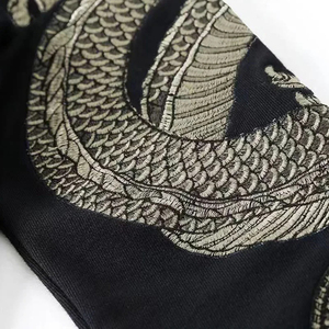 Sweat-shirts à capuche unisexes en coton noir 100% avec broderie de dragon, style chinois, sweat-shirts à capuche décontractés - Product Image 4