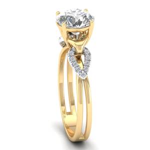 Anillo de Diamante Cultivado en Laboratorio de 2 Quilates, Corte Redondo, Chapado en Oro de 14K y Rodio, Precio de Fábrica REYES, Joyería Fina Hecha a Mano para Boda - Product Image 3
