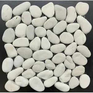 Suelo de ducha de mosaico de roca de Río redondo de piedra natural blanca de calidad superior - Product Image 1