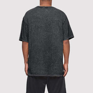 T-shirt unisexe de luxe tendance, style vintage, délavé à l'acide, délavé, ample, 100% coton, avec logo sur le devant, streetwear - Product Image 2