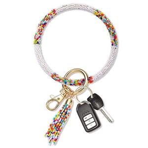 LLavero de lujo hecho a mano, nuevo diseño, bordado de cuentas elegante, multicolor, para coche, bicicleta, llave USB, bolso, monedero, uso decorativo clásico - Product Image 3