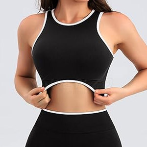 Conjunto de Yoga de Dos Piezas para Mujer, Talla Grande, Cómodo, de Alta Calidad, Color Sólido, Ropa Deportiva, Transpirable, de Secado Rápido, Cintura Elástica - Product Image 5