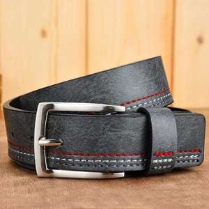 Cheap Price 100% Genuine Leather <b>Men's</b> <b>Belt</b> OEM Customized Steel <b>Buckle</b> Eco-Friendly Durable Custom Manufacture - Product Image 2