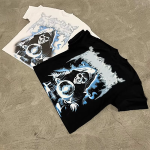 Camiseta cuadrada de gran tamaño transpirable de algodón con estampado gráfico personalizado de moda Camiseta con estampado DTG para hombres - Product Image 5